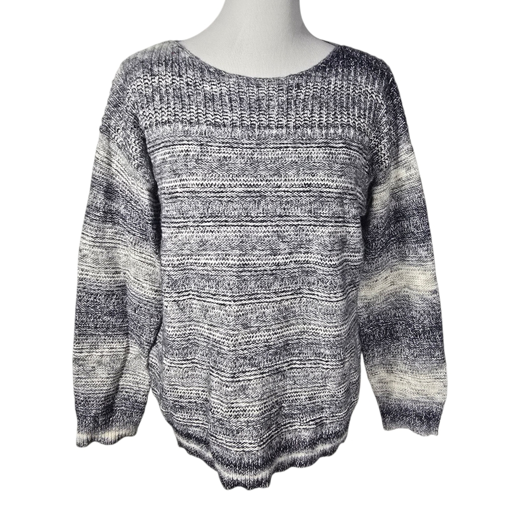 Jones New York Medium Blue And White Monochrome Knit Sweater